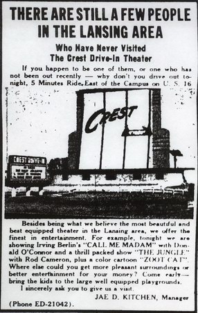Crest Drive-In Theatre - Old Ad Rg